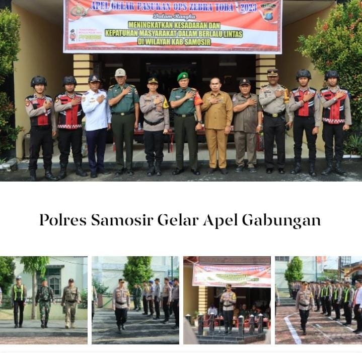 Polres Samosir  Gelar Apel Pasukan Operasi Zebra Toba 2023 di Polres Samosir untuk Menjamin Keamanan dan Ketertiban Lalu Lintas