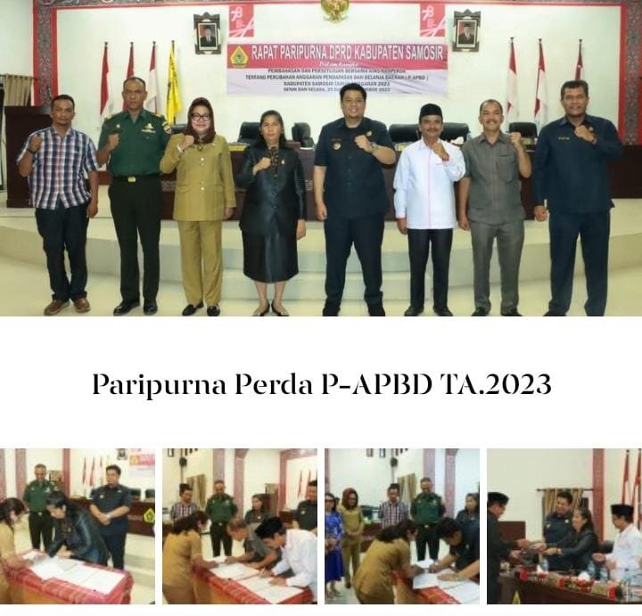 Bupati Samosir Vandiko Timotius Gultom ST Bersama DPRD Samosir Mensahkan Perda P-APBD Tahun Anggaran 2023