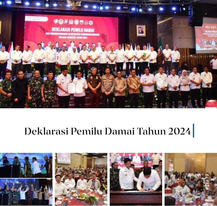 Bupati Samosir Vandiko T. Gultom mengikuti deklarasi Pemilu Damai yang diselenggarakan Pemerintah Provinsi Sumatera Utara