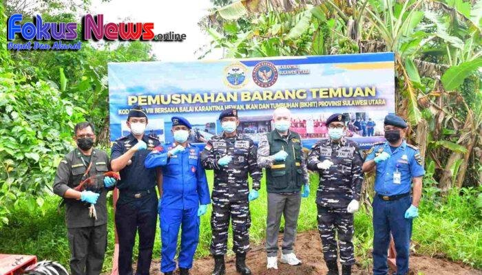 Kodaeral VIII dan Karantina Sulut Musnahkan Barang Ilegal