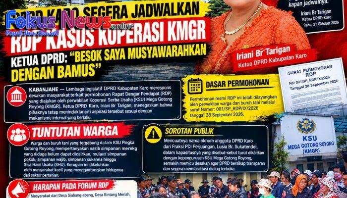 ​Respons Cepat Isu Koperasi KMGR, Ketua DPRD Karo Janjikan Penjadwalan RDP Melalui Mekanisme Bamus